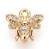 Brass Micro Pave Clear Cubic Zirconia Pendants KK-T075-19G-01-1