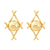Rhombus with Round Brass Stud Earrings EJEW-R025-03G-4