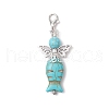 Synthetic Turquoise Beads with Tibetan Style Alloy Beads and 304 Stainless Steel Flat Head Pins and Zinc Alloy Lobster Claw Clasps Pendant Decorations HJEW-JM03199-4