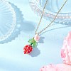 Glass Seed Beaded & Imitation Pearl Flower Pendant 304 Stainless Steel Cable Chain Necklaces for Women NJEW-MZ00115-4