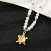 304 Stainless Steel Sea Animal Pendant Plastic Imitation Pearl Beaded Necklaces for Women NJEW-U048-02A-G-2