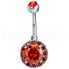 316L Surgical Stainless Steel Cubic Zirconia Flat Round Curved Barbell Belly Rings WGB2BE5-05-2