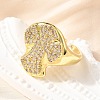 Brass Micro Pave Cubic Zirconia Cuff Rings for Women RJEW-F181-04G-1