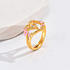 Heart & Flower Brass Pearl Pink Enamel Adjustable Finger Rings FS-WG8B9BA-20-1