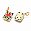 Brass Micro Pave Clear Cubic Zirconia Enamel Charms ZIRC-Q200-004B-NF-1