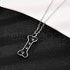 304 Stainless Steel Black Enamel Paw Print Bone Pendant Pet Urn Ashes Necklaces NJEW-S455-06P-3