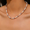 Elegant Glass Pearl Round Beaded Metal OT Necklaces for Women DC4506-3