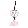 Wire Wrapped Chips Natural Rose Quartz Big Pendant Decorations HJEW-H057-01C-2