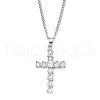 Brass Micro Pave Clear Zirconia Cross Pendant Necklaces NJEW-M211-05A-P-1