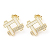 Hollow Rhombus Real 18K Gold Plated Brass Stud Earrings EJEW-L269-102G-02-1