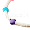 Handmade Polymer Clay Heishi Beaded Necklace with Flat Round for Women NJEW-JN03794-4