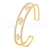 Clear Cubic Zirconia Cross Open Cuff Bangle with Enamel BJEW-S141-025-3