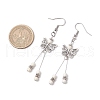 Butterfly 304 Stainless Steel Tassel Dangle Earrings EJEW-JE06422-01-3