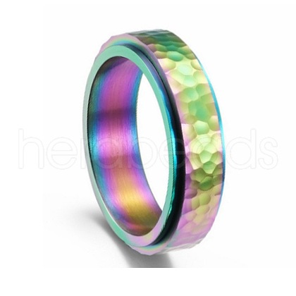 Stainless Steel Rotating Spinner Fidget Band Rings for Anxiety Stress Relief PW-WG7734C-06-1