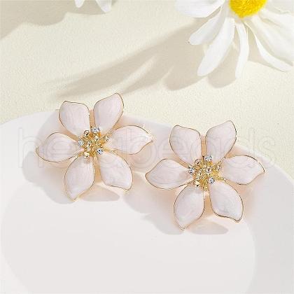 Alloy Rhinestone Stud Earrings EJEW-P310-02G-01-1