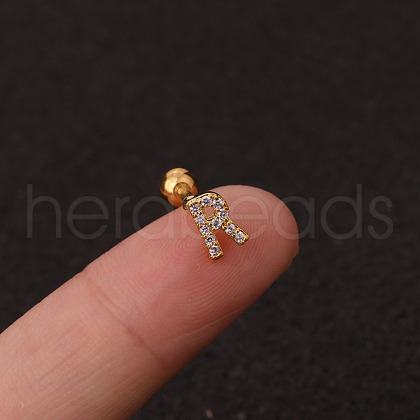 316L Surgical Stainless Steel Micro Pave Clear Cubic Zirconia Cartilage Earrings WG3A850-36-1