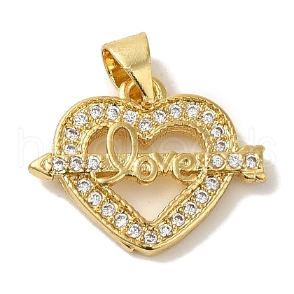 Rack Plating Brass Micro Pave Clear Cubic Zirconia Pendants KK-P267-11A-G-1