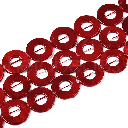Spray Painted Natural Freshwater Shell Beads Strands SHEL-T020-16-1