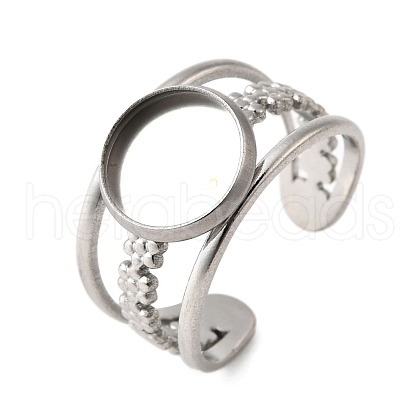304 Stainless Steel Cuff Ring Components STAS-V012-01A-P-1