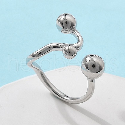304 Stainless Steel Round Cuff Rings for Women RJEW-A063-01B-P-1