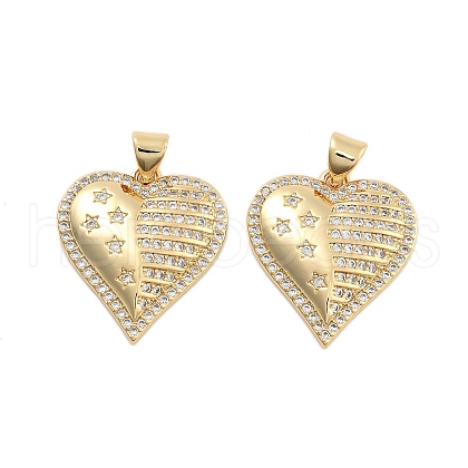 Brass Pave Clear Cubic Zirconia Pendants KK-U009-05G-G-1
