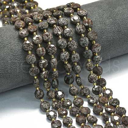 Natural Red Snowflake Obsidian Beads Strands G-C116-A11-02-1