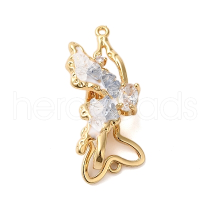 Brass Micro Pave Clear Cubic Zirconia Fold Over Clasps KK-S382-11G-1