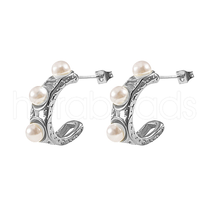 304 Stainless Steel Ring Stud Earrings FP4530-2-1