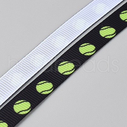 5 Yards Tennis Theme Polyester Printed Grosgrain Ribbon OCOR-WH20005-15D-1