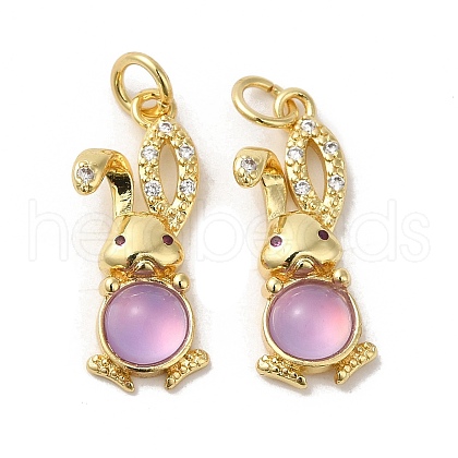 Rack Plating Brass Micro Pave Cubic Zirconia Jade Pendants KK-K377-92G-01-1