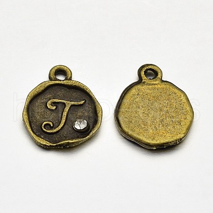 Antique Bronze Plated Alloy Rhinestone Charms ALRI-J152-J-NF-1