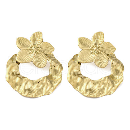 304 Stainless Steel Flower Theme Stud Earrings For Women EJEW-B110-04G-05-1