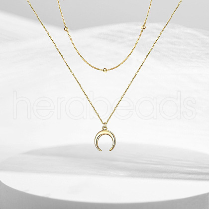 Fashionable Retro Alloy Double Layered Horn Pendant Necklaces for Sweater Decoration FS-WG087D1-06-1
