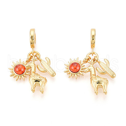 Brass Glass Pendants KK-N271-14G-1