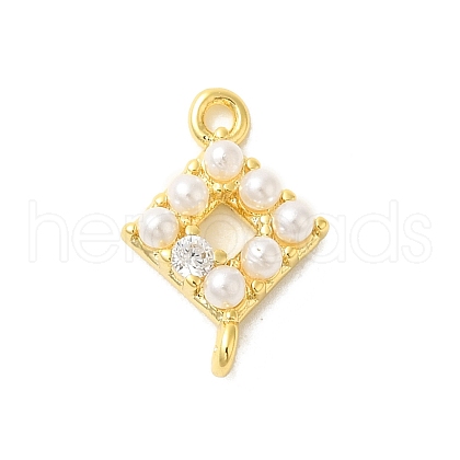 Rack Plating Brass Clear Cubic Zirconia Connector Charms KK-S396-06F-1