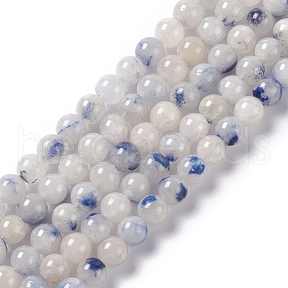 Natural Blue White Dumortierite Round Beads Strands G-E265-01C-1