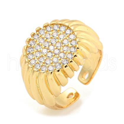 Clear Cubic Zirconia Round Wide Open Cuff Ring RJEW-L121-006G-1