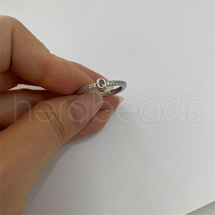 Brass Micro Pave Clear Cubic Zirconia Finger Rings FS-WGE303B-43-1