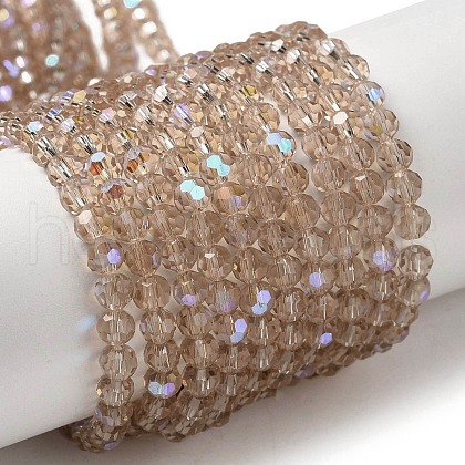 Electroplate Transparent Glass Beads Strands EGLA-A035-T4mm-L22-1