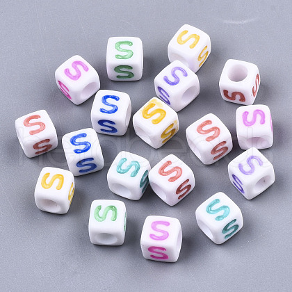 Opaque White Acrylic Beads SACR-R252-02S-1