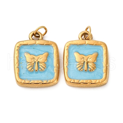 304 Stainless Steel Enamel Pendants STAS-U061-37G-A04-1