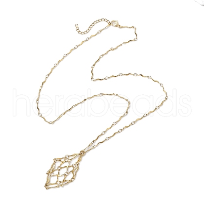 304 Stainless Steel Wavy Bar Link Chain Macrame Pouch Necklace Making NJEW-JN05064-02-1