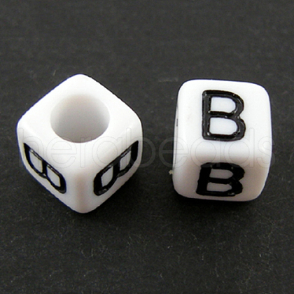 Letter Acrylic European Beads OPDL-R050-10mm-B-1