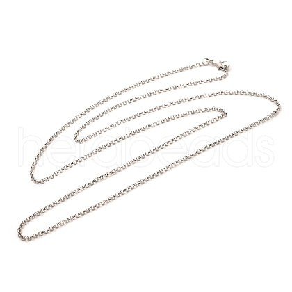 2mm Rack Plating Brass Rolo Chain Necklaces for Women Men MAK-L044-15P-1
