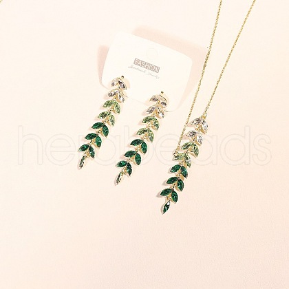 Wheat Alloy Gradient Color Cubic Zirconia Pendant Necklace & Stud Earring FS-WGBA5F1-03-1