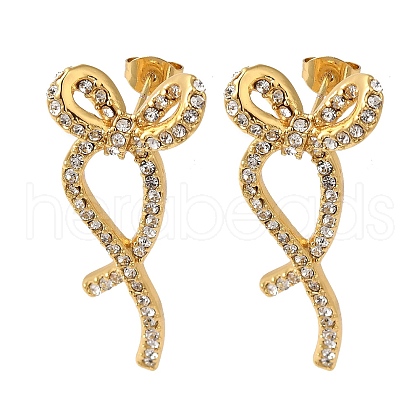 Bowknot Ion Plating(IP) 304 Stainless Steel Stud Earrings for Women EJEW-L287-036G-1