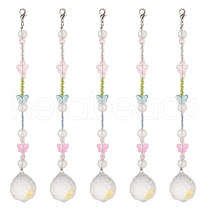 Teardrop & Butterfly Glass Suncatchers HJEW-JM00847-1