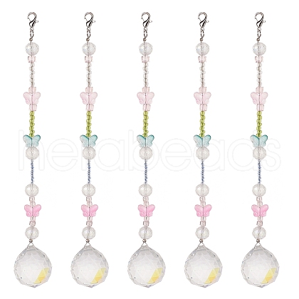 Teardrop & Butterfly Glass Suncatchers HJEW-JM00847-1