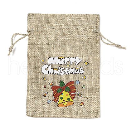 Christmas Printed Burlap Packing Pouches Drawstring Bags ABAG-Q053-02A-10-1