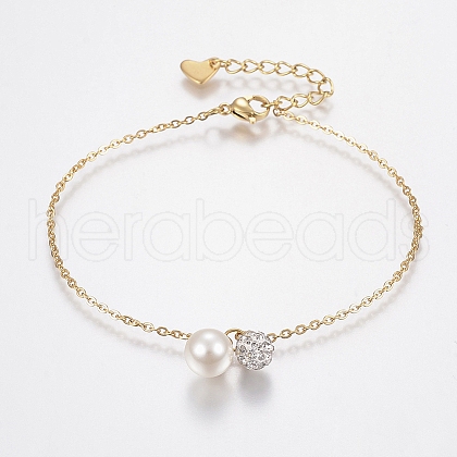 304 Stainless Steel Cable Chain Bracelets X-BJEW-I243-01G-1